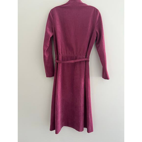 Vintage Long Sleeve Velvet Dress Button Down Front Pink Size Small Medium JL - Picture 6 of 7